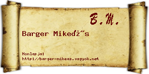 Barger Mikeás névjegykártya